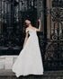 Hot Simple Off The Shoulder Satin Wedding Dresses V-Neck A-line Bridal Gowns Cap Sleeve